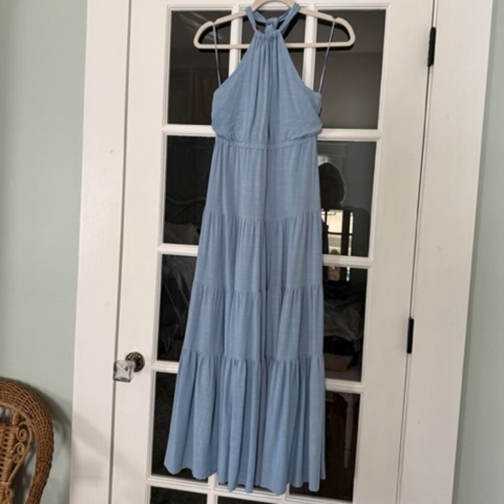 Linen Blend Halter Dress -Small